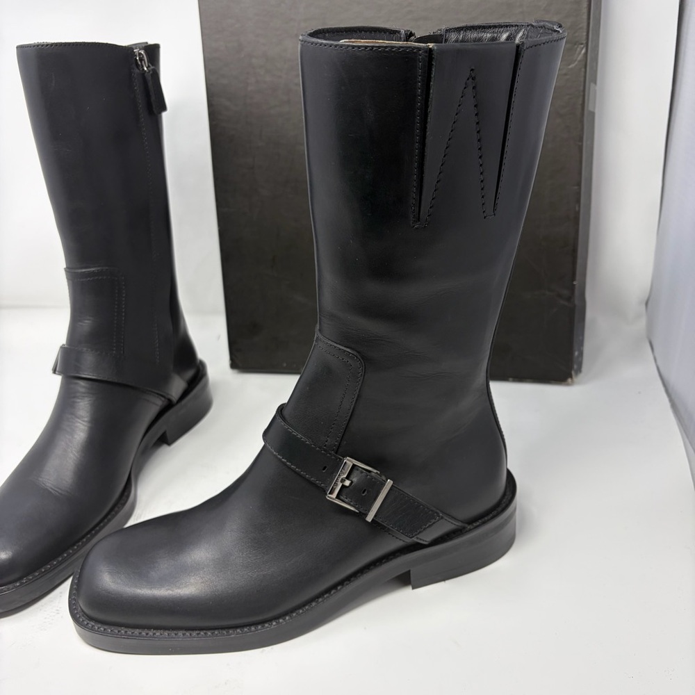 Gucci Idrocalf Leather Buckle Riding Boots Black Size 37 | Made in Italy COA - Picture 3 of 14